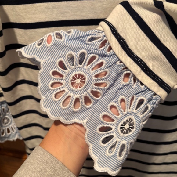 Beachlunchlounge Cotton Striped Dress in White and Blue Small Nautical - Picture 5 of 7